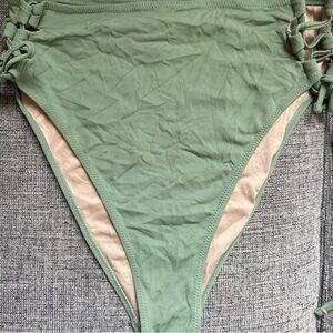 Shade & Shore M Medium Moss Green Bikini Bottom with Sexy Criss Cross Hip Ties